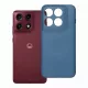 Motorola Edge 70 Pro 5G szilikon tok – kameravédős, matt kék hátlaptok velúr belsővel, Silicone