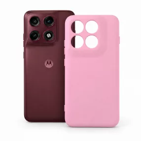   Motorola Edge 70 Pro 5G szilikon tok – kameravédős, matt púderrózsaszín hátlaptok velúr belsővel, Silicone