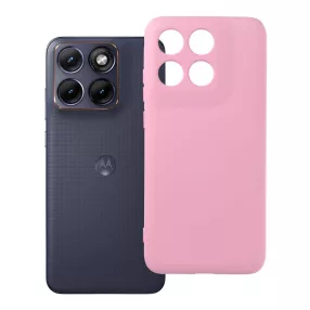   Motorola Edge 70 Fusion 5G szilikon tok – kameravédős, matt púderrózsaszín hátlaptok velúr belsővel, Silicone