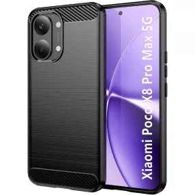   Xiaomi Poco X8 Pro Max 5G szilikon tok – karbon mintás fekete hátlaptok, Carbon Case
