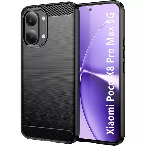 Xiaomi Poco X8 Pro Max 5G szilikon tok – karbon mintás fekete hátlaptok, Carbon Case