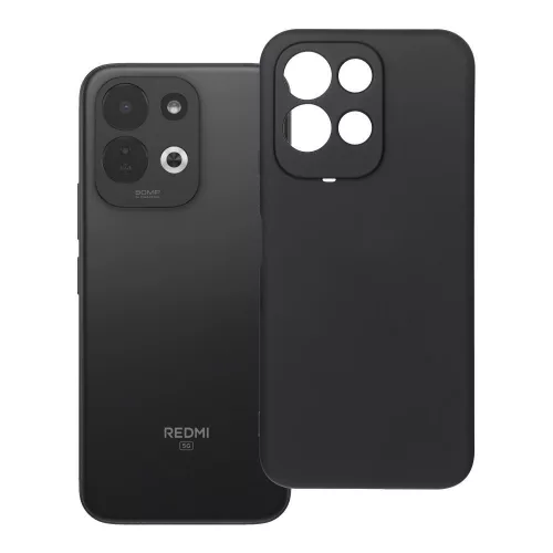 Xiaomi Redmi 17 4G / Redmi 17 5G szilikon tok – kameravédős, matt fekete hátlaptok velúr belsővel, Silicone