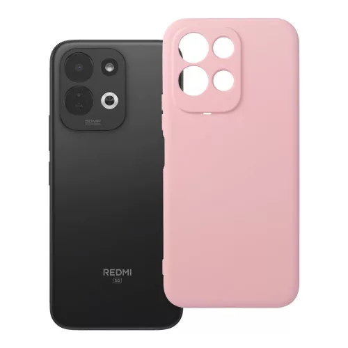Xiaomi Redmi 17 4G / Redmi 17 5G szilikon tok – kameravédős, matt púderrózsaszín hátlaptok velúr belsővel, Silicone