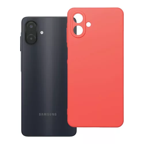 Samsung Galaxy A08 / A07 szilikon tok – matt narancssárga hátlaptok velúr belsővel, Silicon