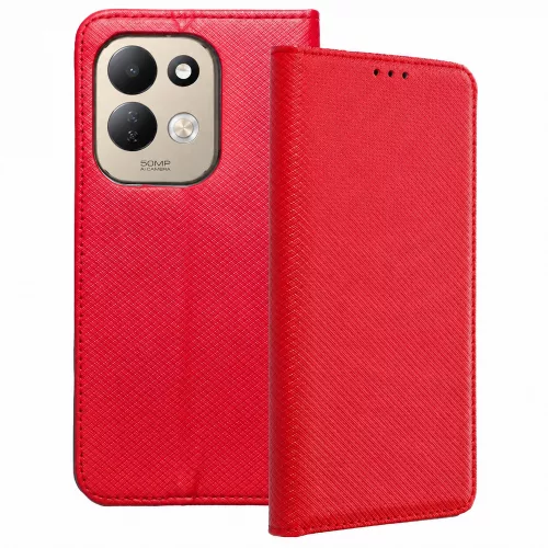 Xiaomi Redmi 17 4G / Redmi 17 5G könyvtok, fliptok, telefon tok, bankkártyatartós, mágneszáras, piros, Smart Case book