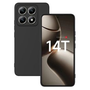   Xiaomi 14T 5G szilikon tok, hátlaptok, telefon tok, velúr belsővel, matt, fekete, Silicon