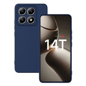   Xiaomi 14T 5G szilikon tok, hátlaptok, telefon tok, velúr belsővel, matt, sötétkék, Silicon