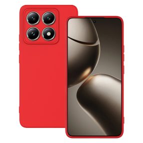   Xiaomi 14T 5G szilikon tok, hátlaptok, telefon tok, velúr belsővel, matt, piros, Silicon