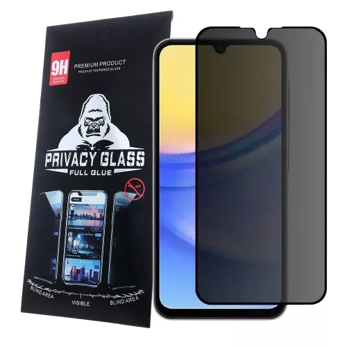 Samsung Galaxy A06 üvegfólia, tempered glass, előlapi, edzett, hajlított, fekete kerettel, betekintés védelemmel, Privacy