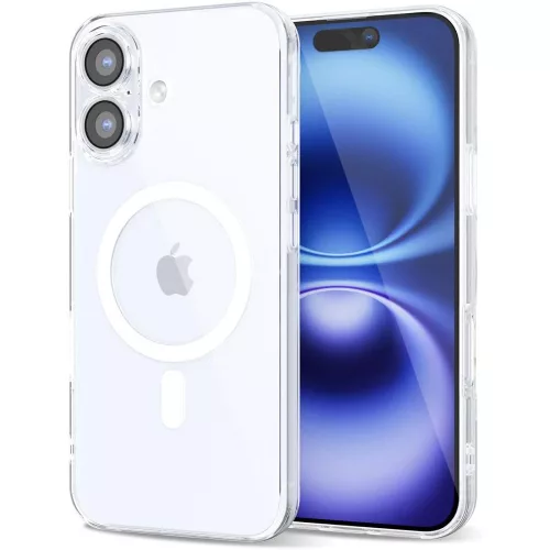 iPhone 16 hátlaptok, telefon tok, MagSafe kompatibilis, kamera védelemmel, átlátszó, Anti Shock Mag Case, 1.5mm