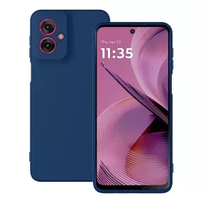   Motorola Moto G55 5G szilikon tok, hátlaptok, telefon tok, velúr belsővel, matt, sötétkék, Silicon