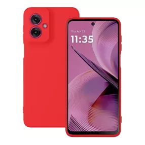   Motorola Moto G55 5G szilikon tok, hátlaptok, telefon tok, velúr belsővel, matt, piros, Silicon