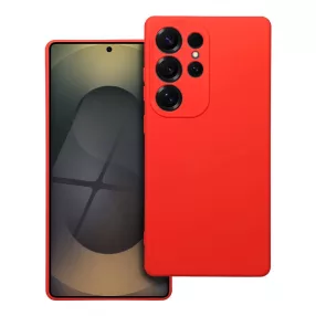   Samsung Galaxy S25 Ultra 5G szilikon tok, hátlaptok, telefon tok, velúr belsővel, matt, piros, Silicon