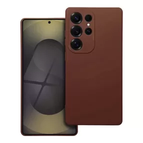   Samsung Galaxy S25 Ultra 5G szilikon tok, hátlaptok, telefon tok, velúr belsővel, matt, barna, Silicon