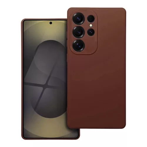 Samsung Galaxy S25 Ultra 5G szilikon tok, hátlaptok, telefon tok, velúr belsővel, matt, barna, Silicon