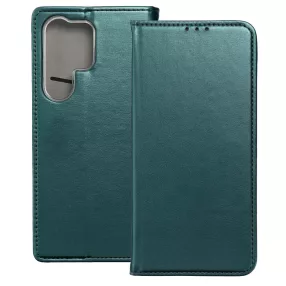   Samsung Galaxy S25 Ultra 5G könyvtok, fliptok, telefon tok, mágneszáras, bankkártyatartós, zöld, Smart Magnetic