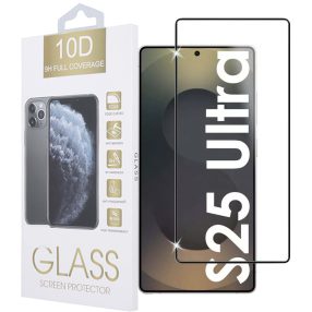   Samsung Galaxy S25 Ultra 5G üvegfólia, tempered glass, előlapi, 10D, edzett, hajlított, fekete kerettel