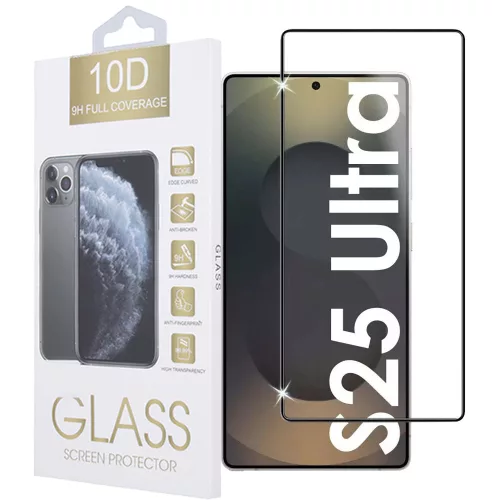 Samsung Galaxy S25 Ultra 5G üvegfólia, tempered glass, előlapi, 10D, edzett, hajlított, fekete kerettel