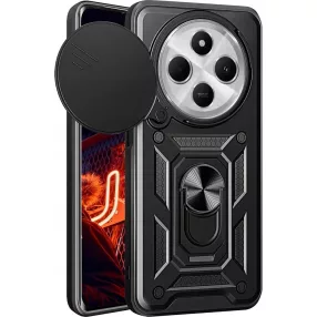   Xiaomi Redmi 14C / Redmi A4 / Poco C75 hátlap tok, telefon tok, kitámasztható, mágneses, ütésálló, fekete, Defender Slide