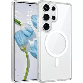   Samsung Galaxy S25 Ultra 5G hátlaptok, telefon tok, MagSafe kompatibilis, átlátszó, Anti Shock Mag Case, 1.5mm