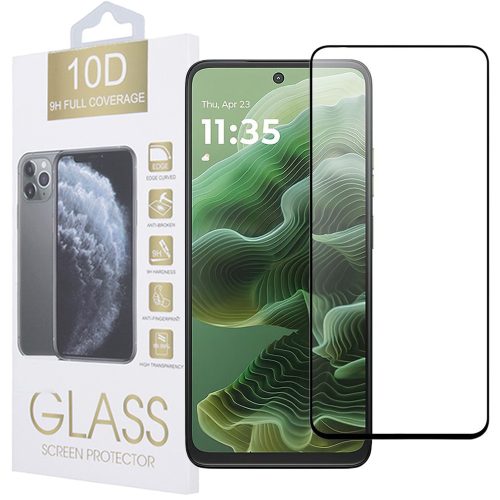 Motorola Moto G35 5G üvegfólia, tempered glass, előlapi, 10D, edzett, hajlított, fekete kerettel