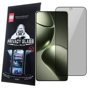   Xiaomi 14T 5G / 14T Pro 5G üvegfólia, tempered glass, előlapi, edzett, hajlított, fekete kerettel, betekintés védelemmel, Privacy