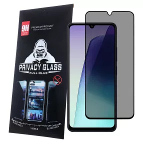   Xiaomi Redmi 14C / Redmi A4 / Poco C75 üvegfólia, tempered glass, előlapi, edzett, hajlított, fekete kerettel, betekintés védelemmel, Privacy