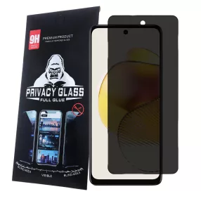   Motorola Moto E14 üvegfólia, tempered glass, előlapi, edzett, hajlított, fekete kerettel, betekintés védelemmel, Privacy