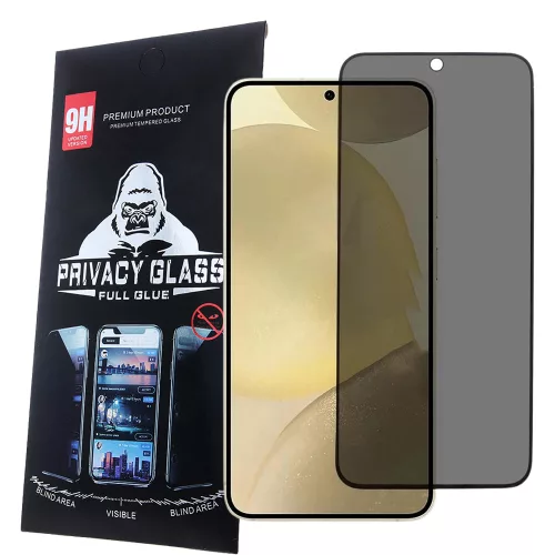 Samsung Galaxy S25 5G üvegfólia, tempered glass, előlapi, edzett, hajlított, fekete kerettel, betekintés védelemmel, Privacy