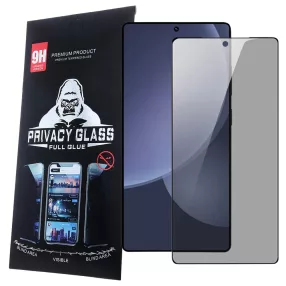   Samsung Galaxy S25 Ultra 5G üvegfólia, tempered glass, előlapi, edzett, hajlított, fekete kerettel, betekintés védelemmel, Privacy