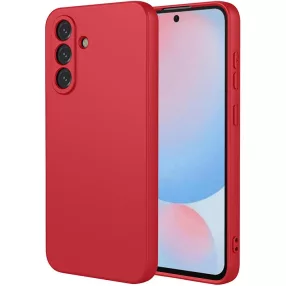   Samsung Galaxy A36 5G szilikon tok, hátlaptok, telefon tok, velúr belsővel, matt, piros, Silicon