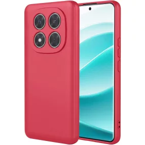   Xiaomi Redmi Note 14 Pro Plus 5G szilikon tok, hátlaptok, telefon tok, velúr belsővel, matt, piros, Silicon