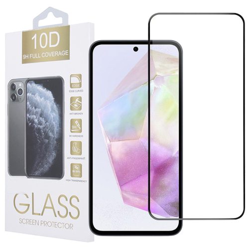 Samsung Galaxy A36 5G / A56 5G üvegfólia, tempered glass, előlapi, 10D, edzett, hajlított, fekete kerettel