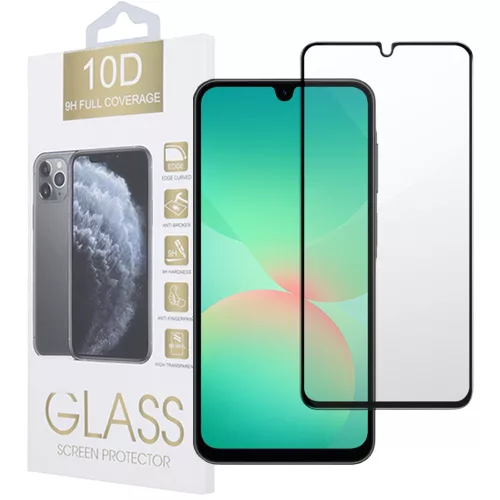 Samsung Galaxy A26 5G üvegfólia, tempered glass, előlapi, 10D, edzett, hajlított, fekete kerettel