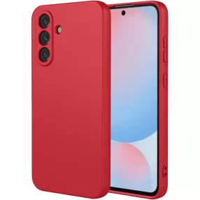   Samsung Galaxy A56 5G szilikon tok, hátlaptok, telefon tok, velúr belsővel, matt, piros, Silicon