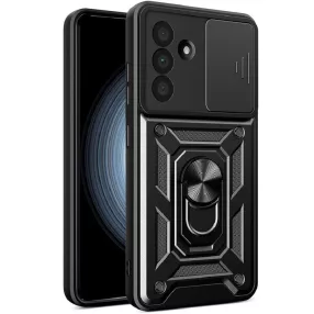   Samsung Galaxy A56 5G hátlap tok, telefon tok, kitámasztható, mágneses, ütésálló, fekete, Defender Slide