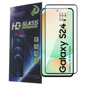   Samsung Galaxy S24 FE 5G üvegfólia, tempered glass, előlapi, 9D, edzett, hajlított, fekete kerettel ujjlenyomat-olvasó kompatibilis