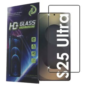   Samsung Galaxy S25 Ultra 5G üvegfólia, tempered glass, előlapi, 9D, edzett, hajlított, fekete kerettel