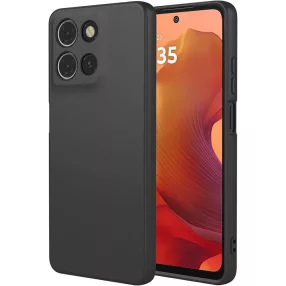   Motorola Moto G15 szilikon tok, hátlaptok, telefon tok, velúr belsővel, matt, fekete, Silicon