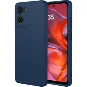   Motorola Moto E15 / G05 szilikon tok, hátlaptok, telefon tok, velúr belsővel, matt, sötétkék, Silicon