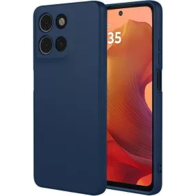   Motorola Moto G15 szilikon tok, hátlaptok, telefon tok, velúr belsővel, matt, sötétkék, Silicon