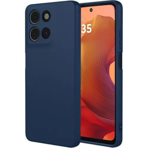 Motorola Moto G15 szilikon tok, hátlaptok, telefon tok, velúr belsővel, matt, sötétkék, Silicon