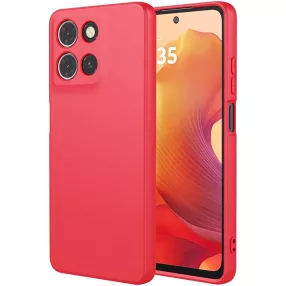   Motorola Moto G15 szilikon tok, hátlaptok, telefon tok, velúr belsővel, matt, piros, Silicon