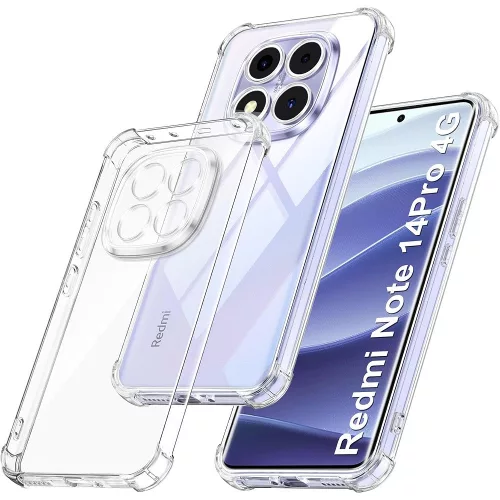 Xiaomi Redmi Note 14 Pro 4G szilikon tok, hátlaptok, telefon tok, erősített sarkokkal, átlátszó, Anti Shock, 1.5mm
