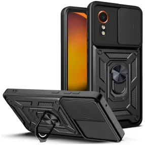   Samsung Galaxy Xcover7 5G hátlap tok, telefon tok, kitámasztható, mágneses, ütésálló, fekete, Defender Slide