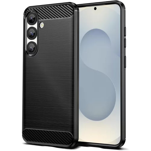 Samsung Galaxy S25 5G szilikon tok, hátlaptok, telefon tok, karbon mintás, fekete, Simple Carbon
