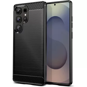   Samsung Galaxy S25 Ultra 5G szilikon tok, hátlaptok, telefon tok, karbon mintás, fekete, Simple Carbon