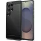 Samsung Galaxy S25 Ultra 5G szilikon tok, hátlaptok, telefon tok, karbon mintás, fekete, Simple Carbon