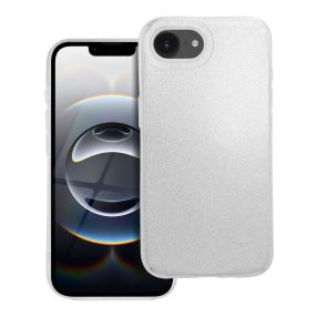   iPhone 16e / 17e szilikon tok, hátlaptok, telefon tok, csillámos, ezüst, Glitter