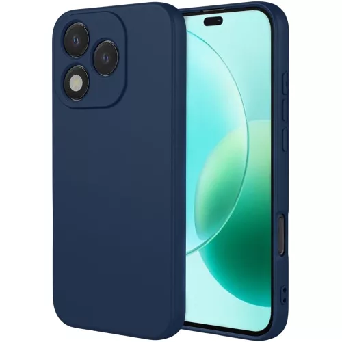 Honor 400 Lite 5G szilikon tok, hátlaptok, telefon tok, velúr belsővel, matt, sötétkék, Silicon